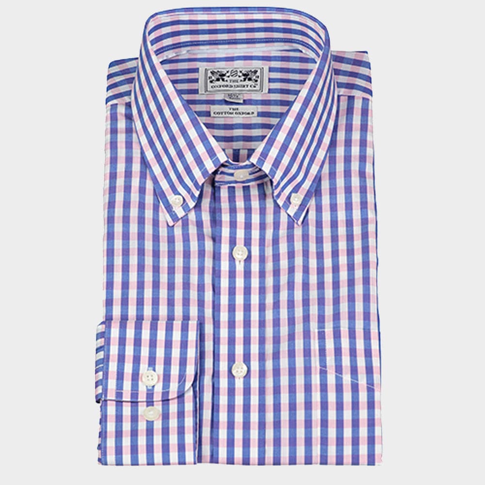 Button Down Shirt in Pink and Navy Check