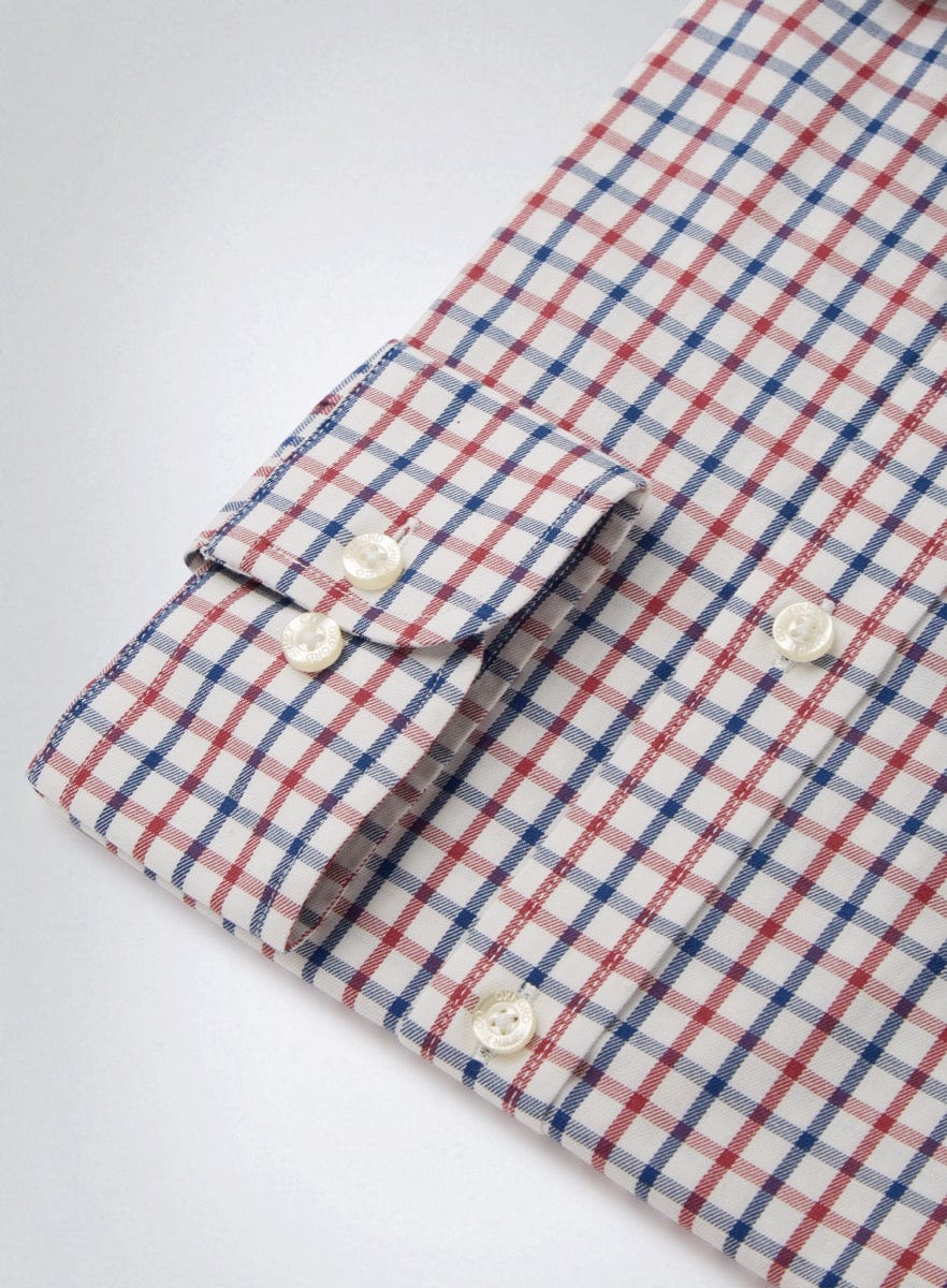 Button Down Tattersall Shirt in Red and Navy Check
