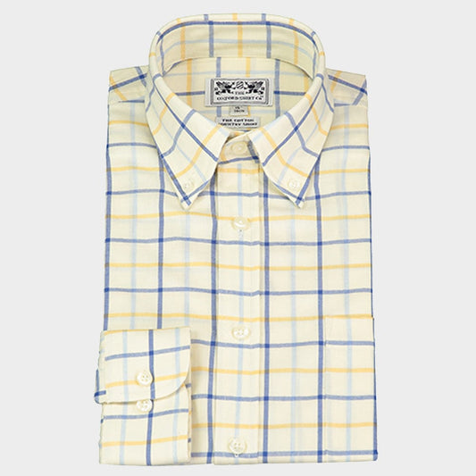 Button Down Tattersall Shirt in Yellow and Blue Check
