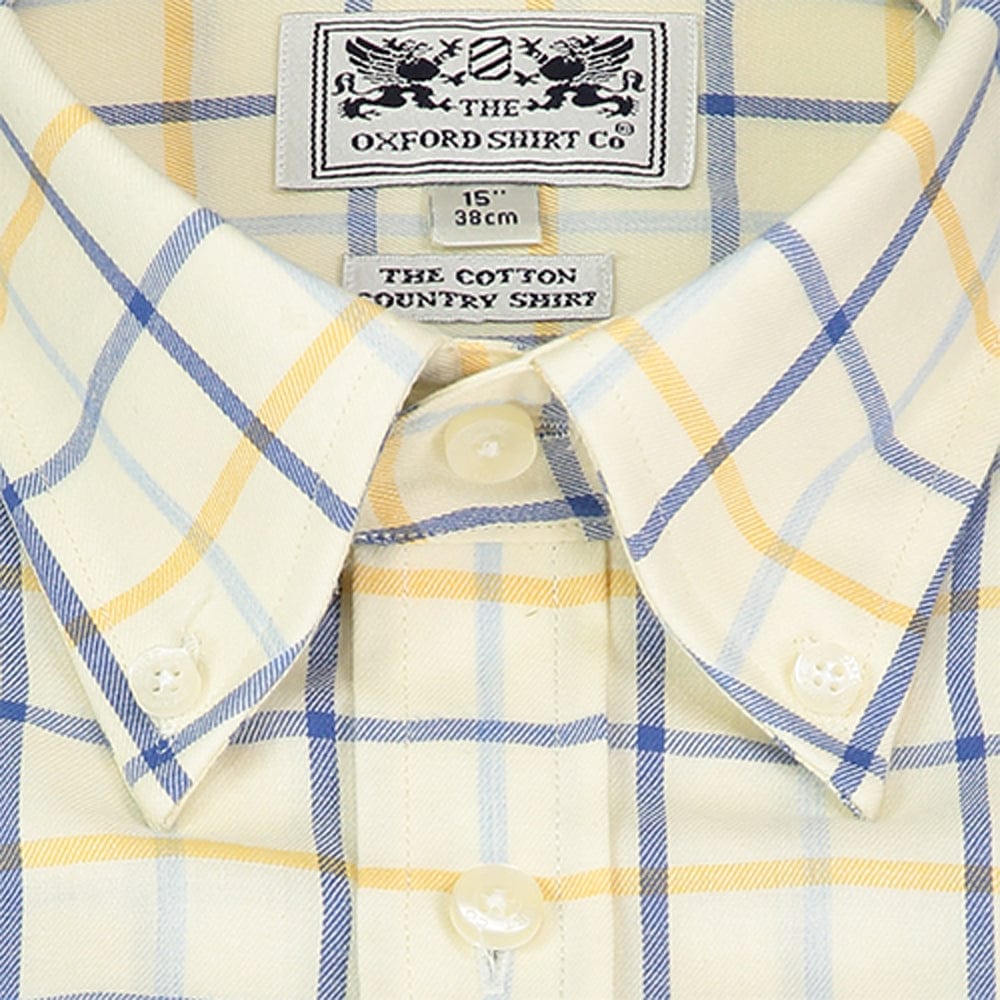 Button Down Tattersall Shirt in Yellow and Blue Check