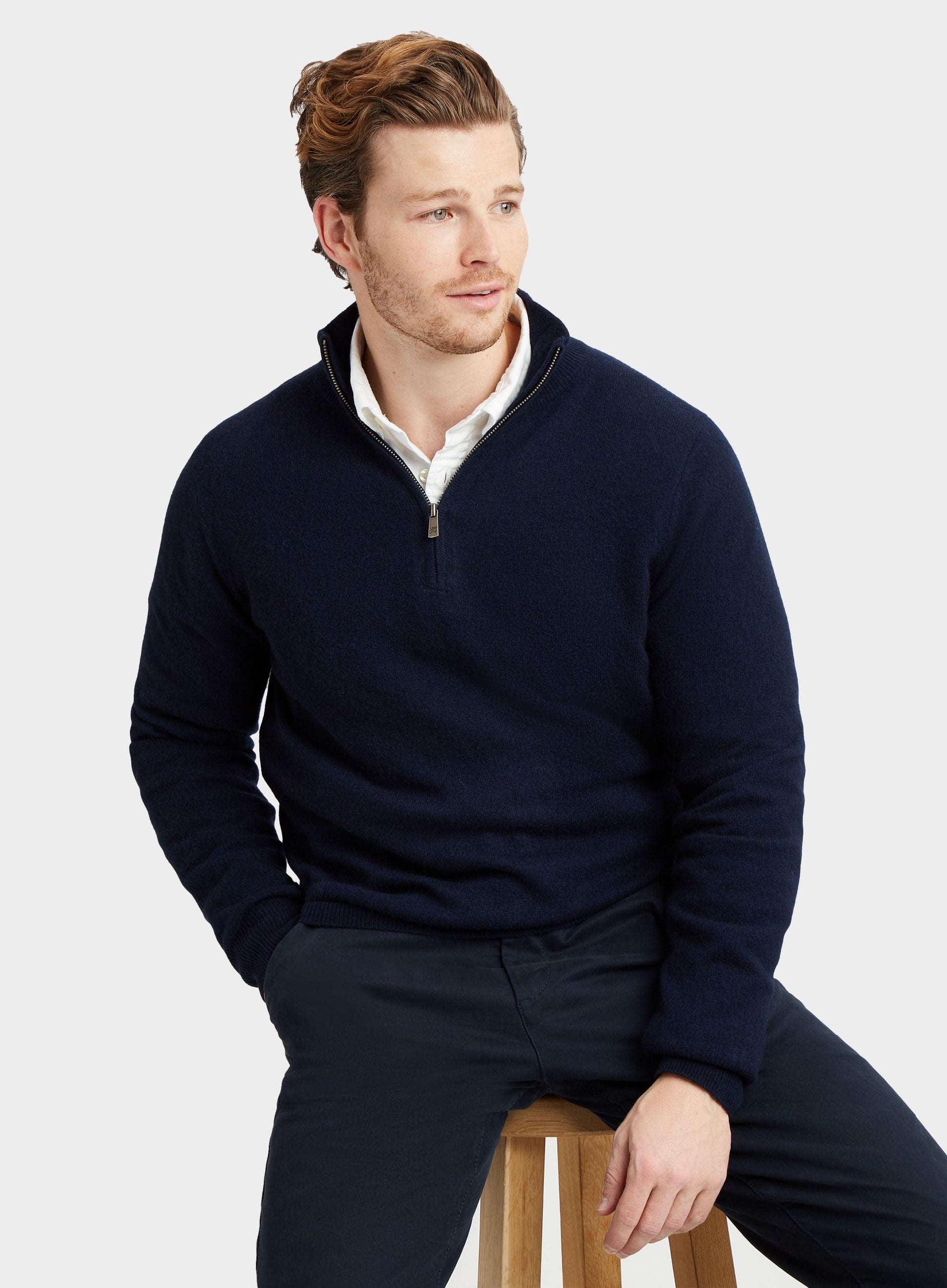 Cashmere 1/4 Zip in Navy