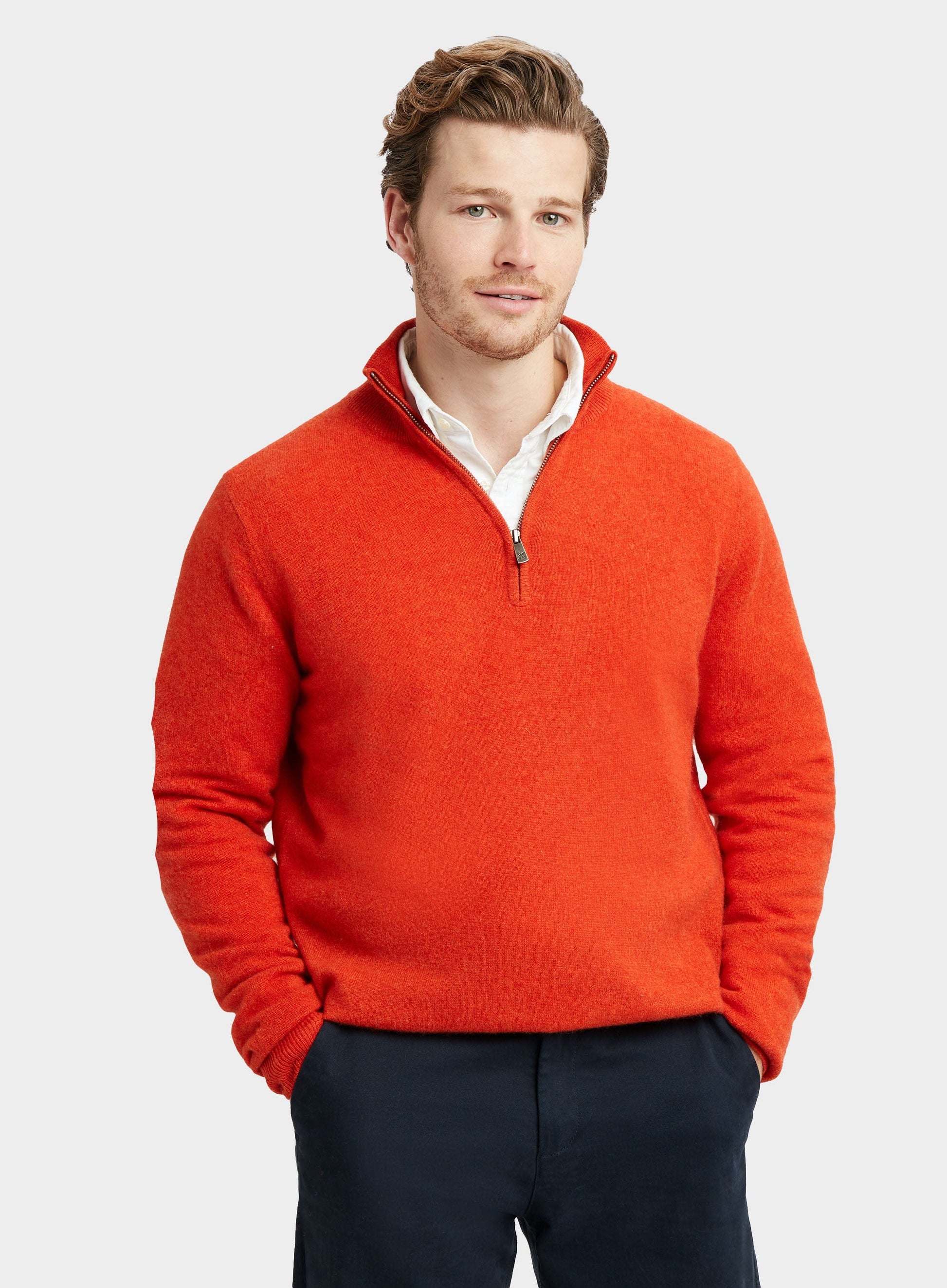 Cashmere 1/4 Zip in Rust