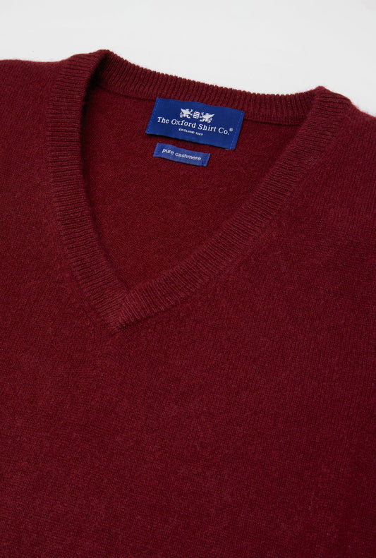 Cashmere V Neck in Bordeaux