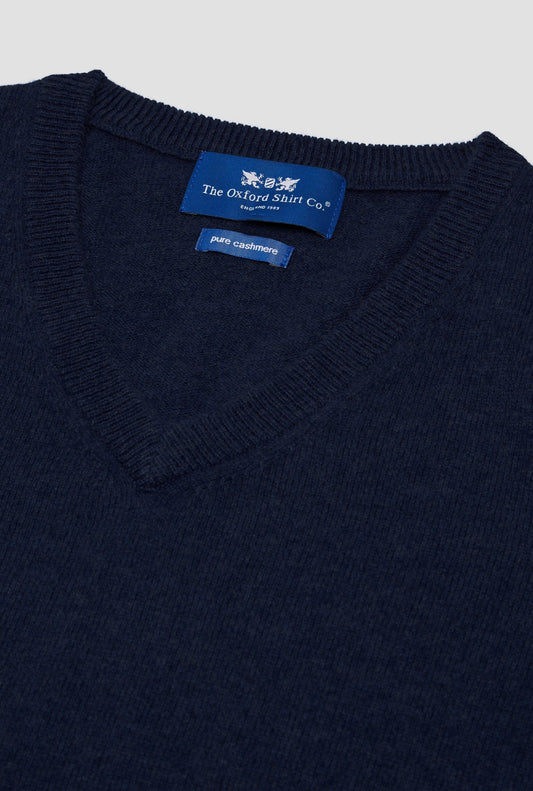 Cashmere V Neck in Navy