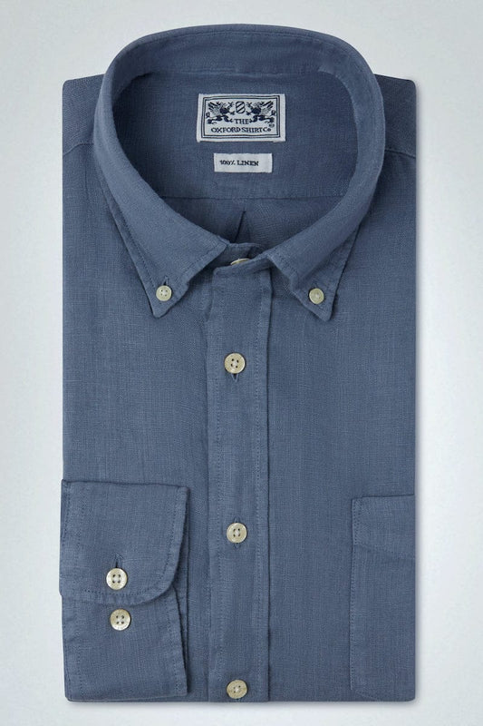 Classic Fit Linen Shirt in Airforce
