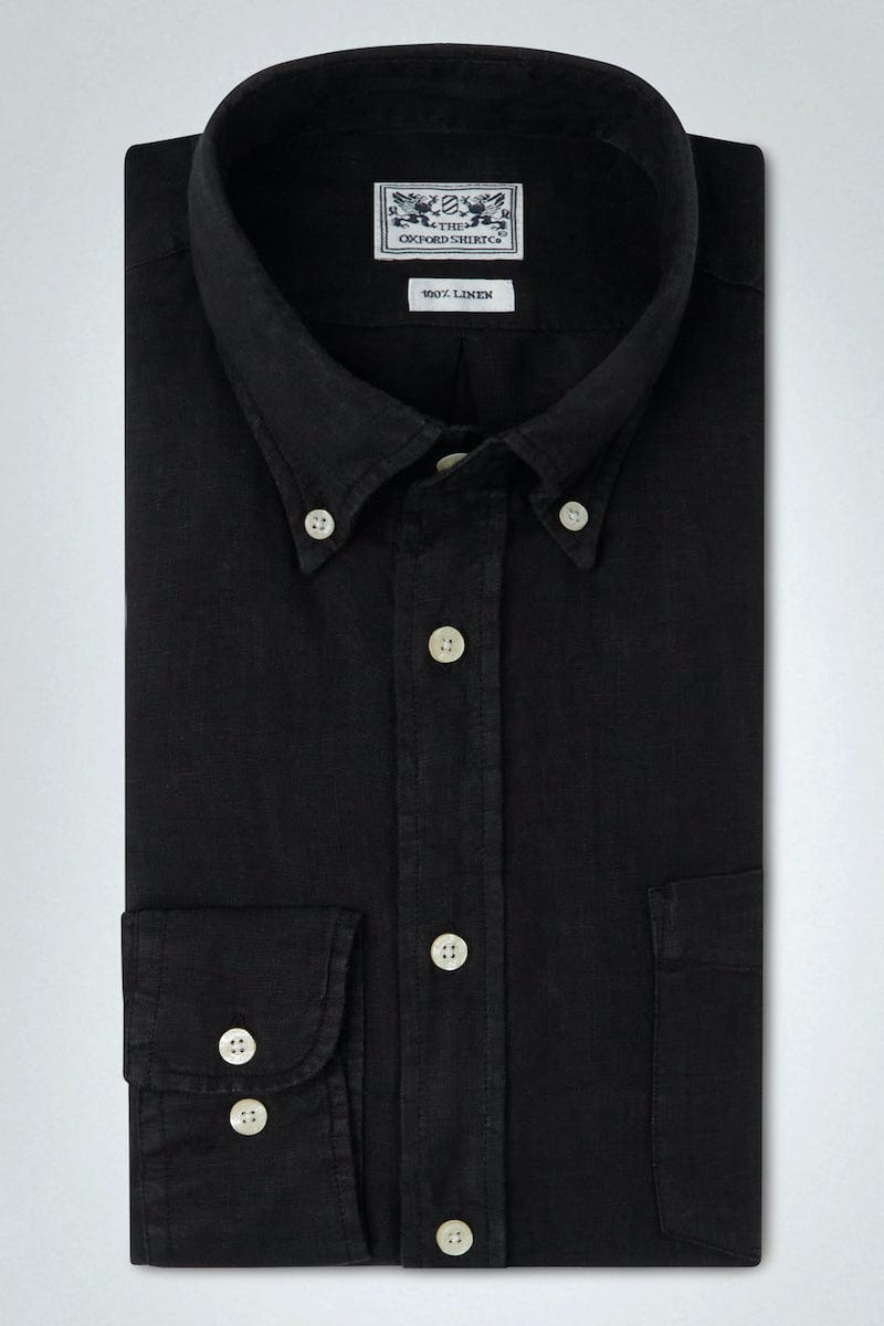 Classic Fit Linen Shirt in Black