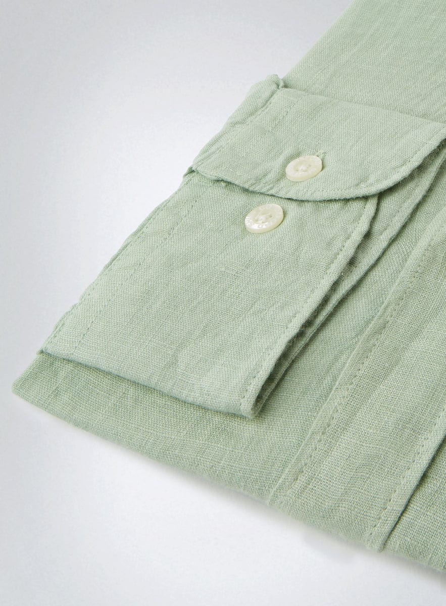 Classic Fit Linen Shirt in Pea Green