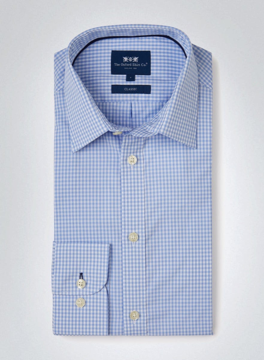 Mens Classic Gingham Shirt in Blue - Oxford Shirt Co.
