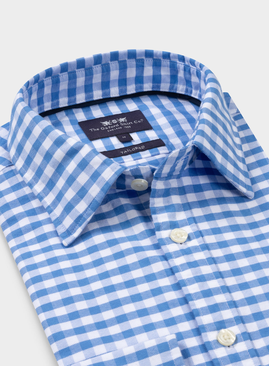 Mens Classic Oxford Shirt in Blue Check - Oxford Shirt Co.