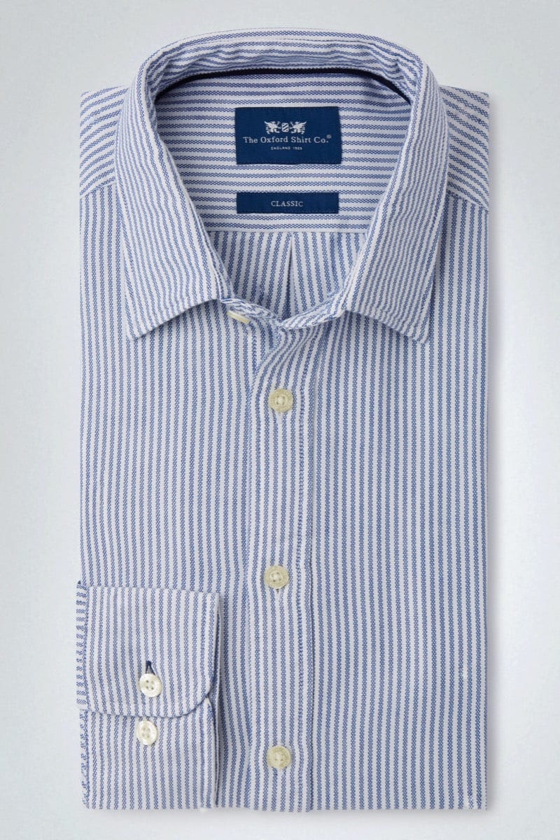 Classic Oxford Shirt - Dark Blue Stripe