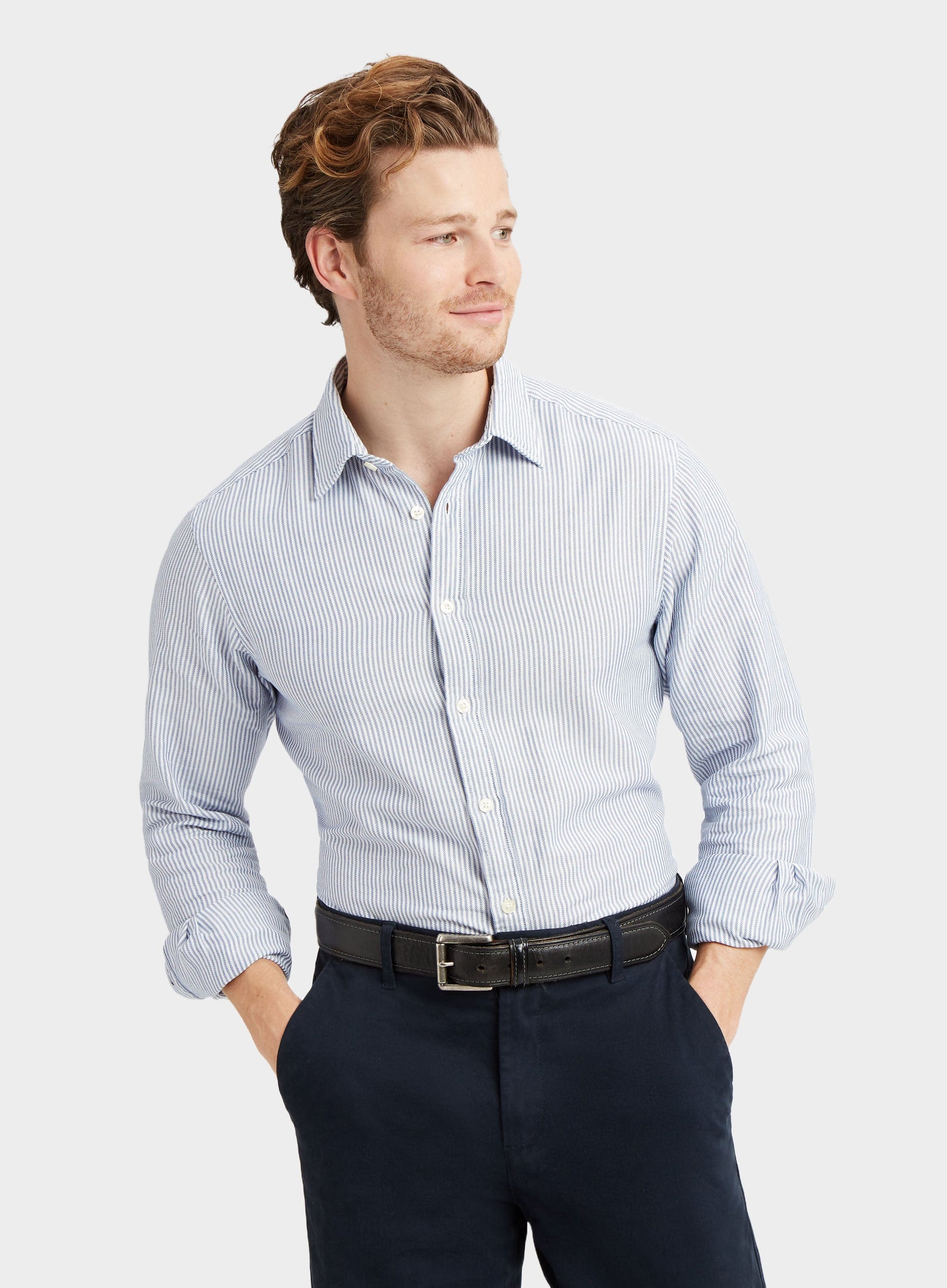 Classic Oxford Shirt - Dark Blue Stripe