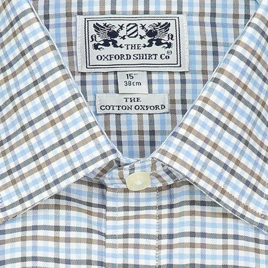 Classic Shirt in Blue Multi and Brown Check