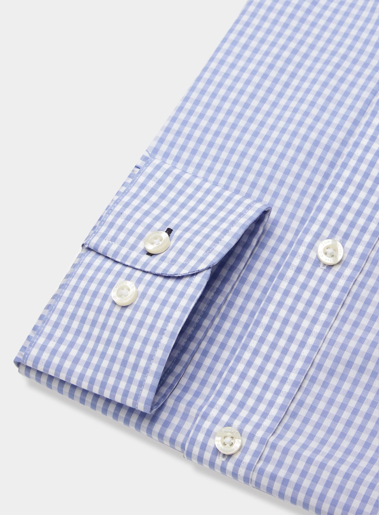 Mens Tailored Fit Shirt in Pale Blue Gingham - Oxford Shirt Co.