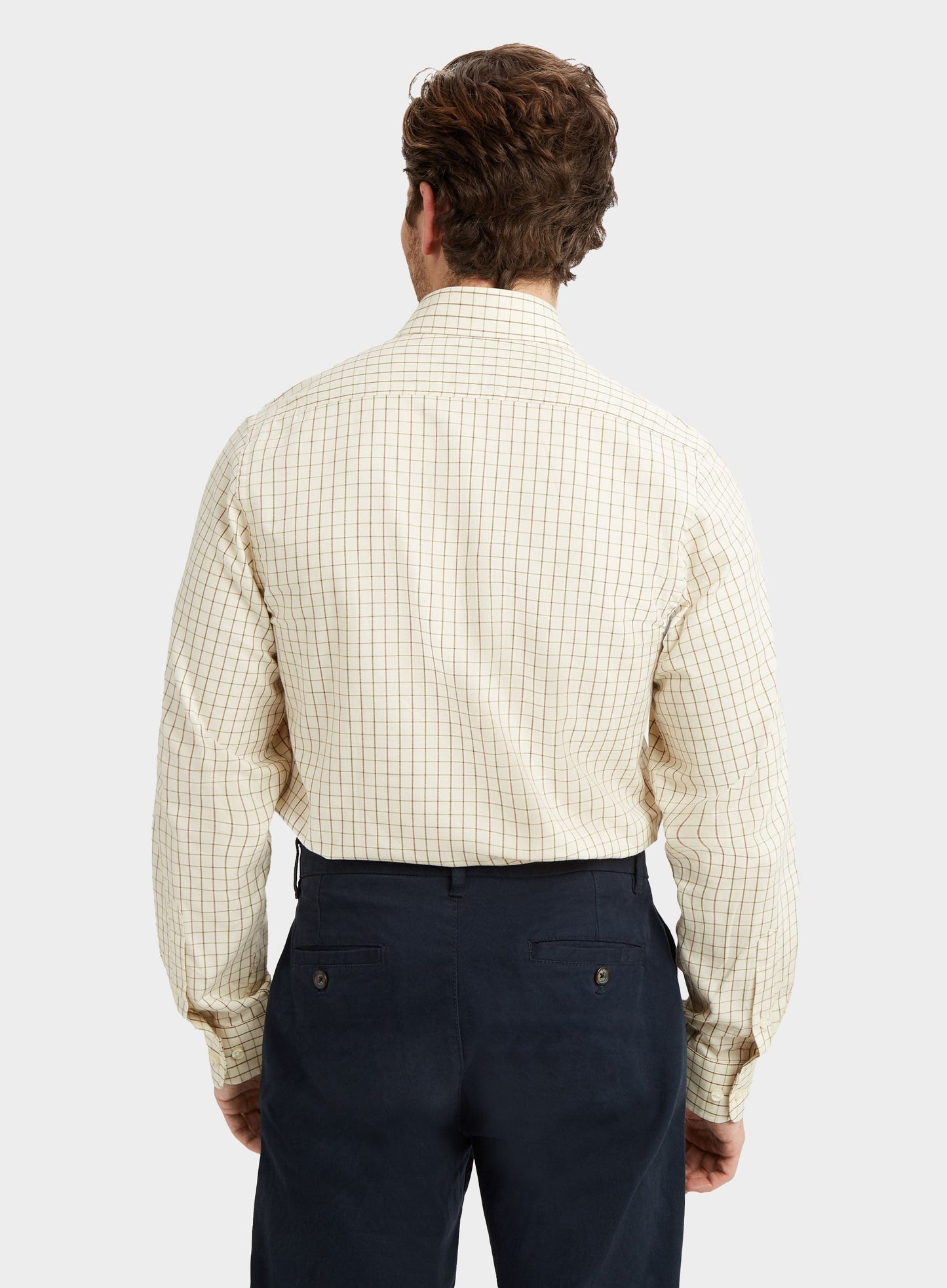 Classic Tattersall Shirt in Beige and Green Check