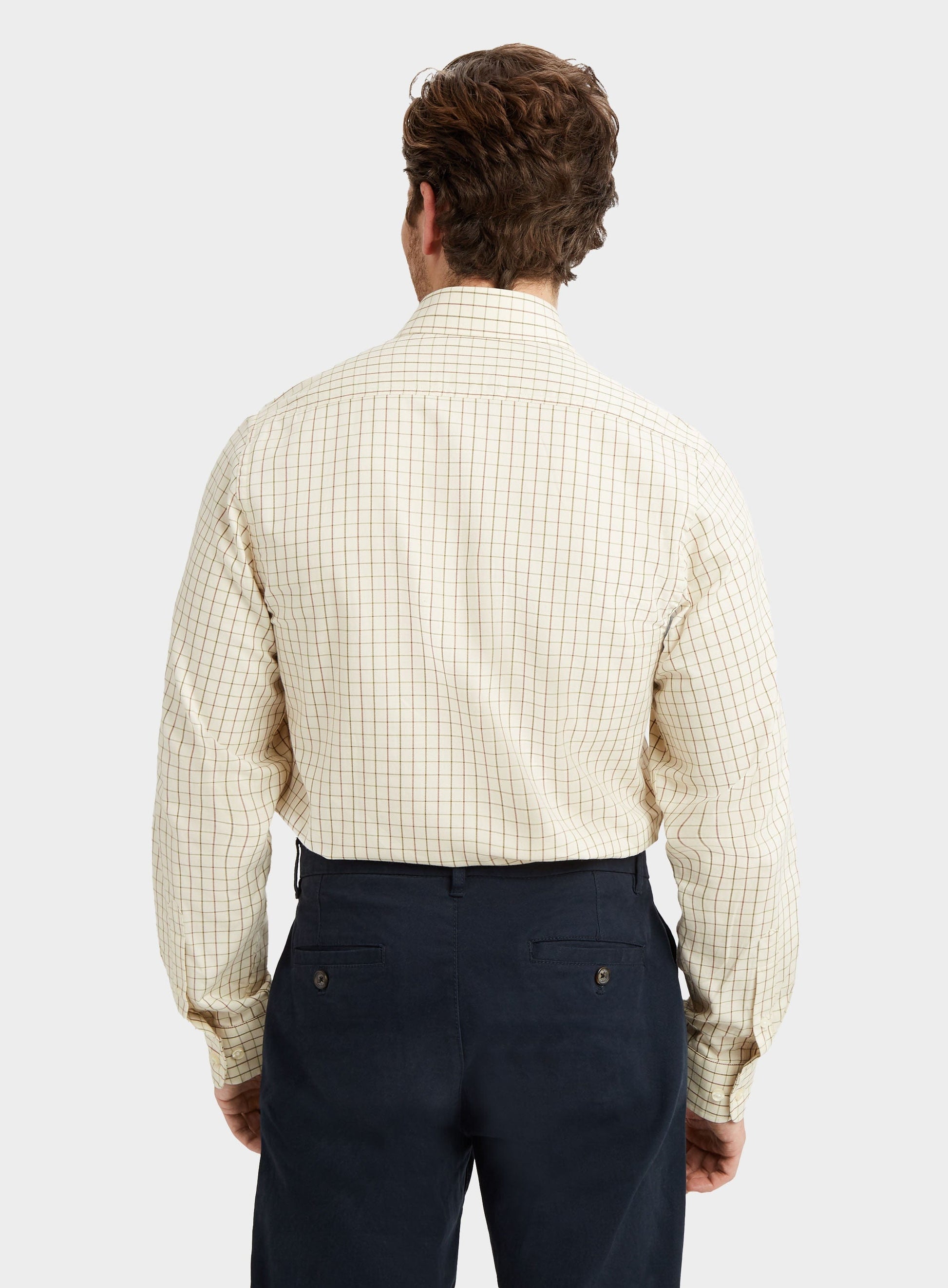 Classic Tattersall Shirt in Beige and Green Check