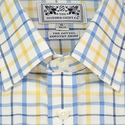 Classic Tattersall Shirt in Blue and Yellow Check