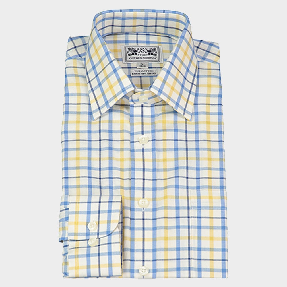 Classic Tattersall Shirt in Blue and Yellow Check