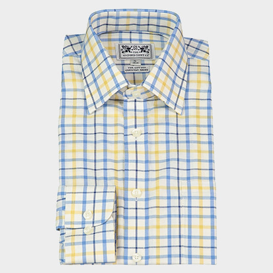 Classic Tattersall Shirt in Blue and Yellow Check