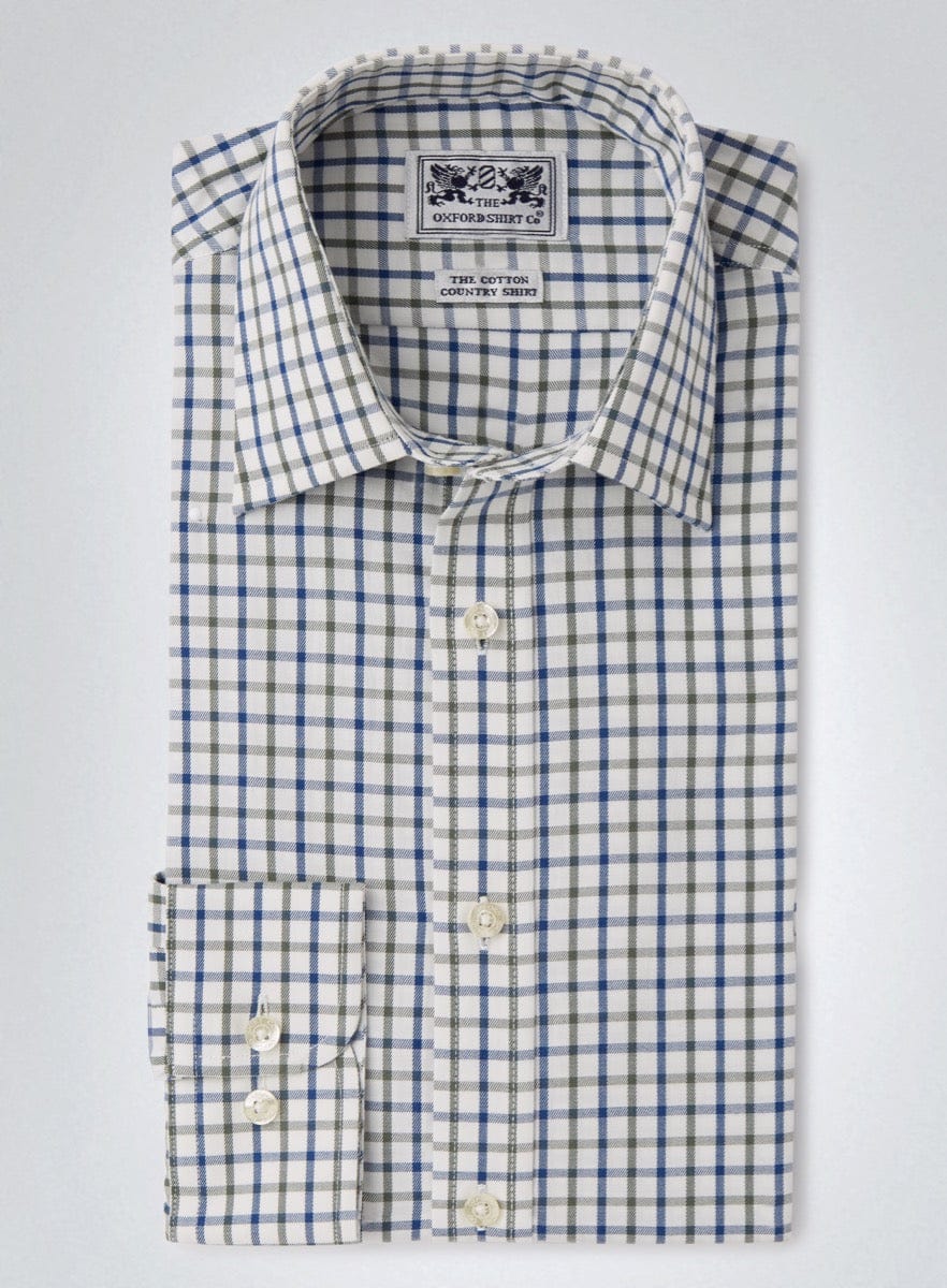 Classic Tattersall Shirt in Green and Blue Check