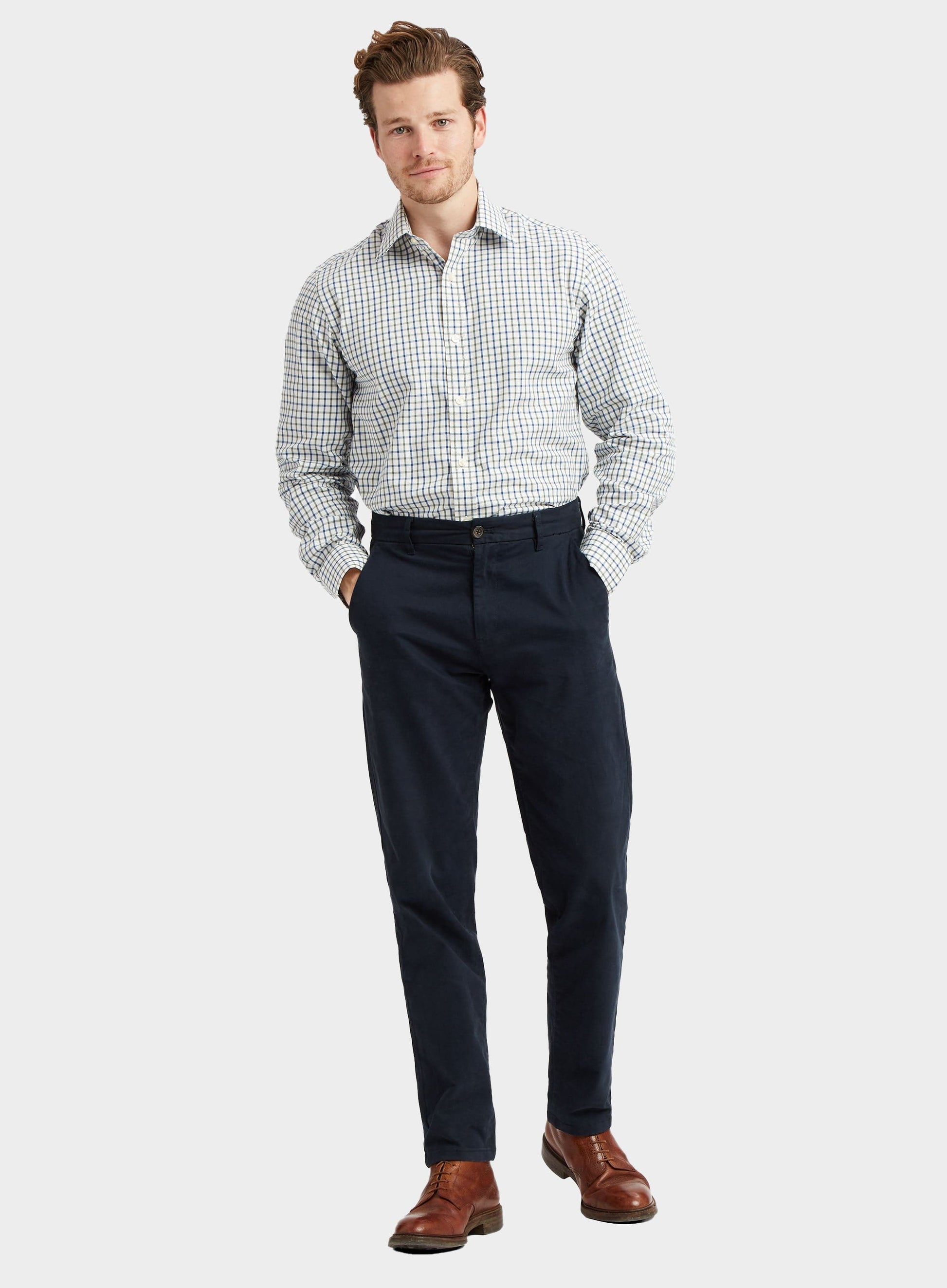 Classic Tattersall Shirt in Green and Blue Check