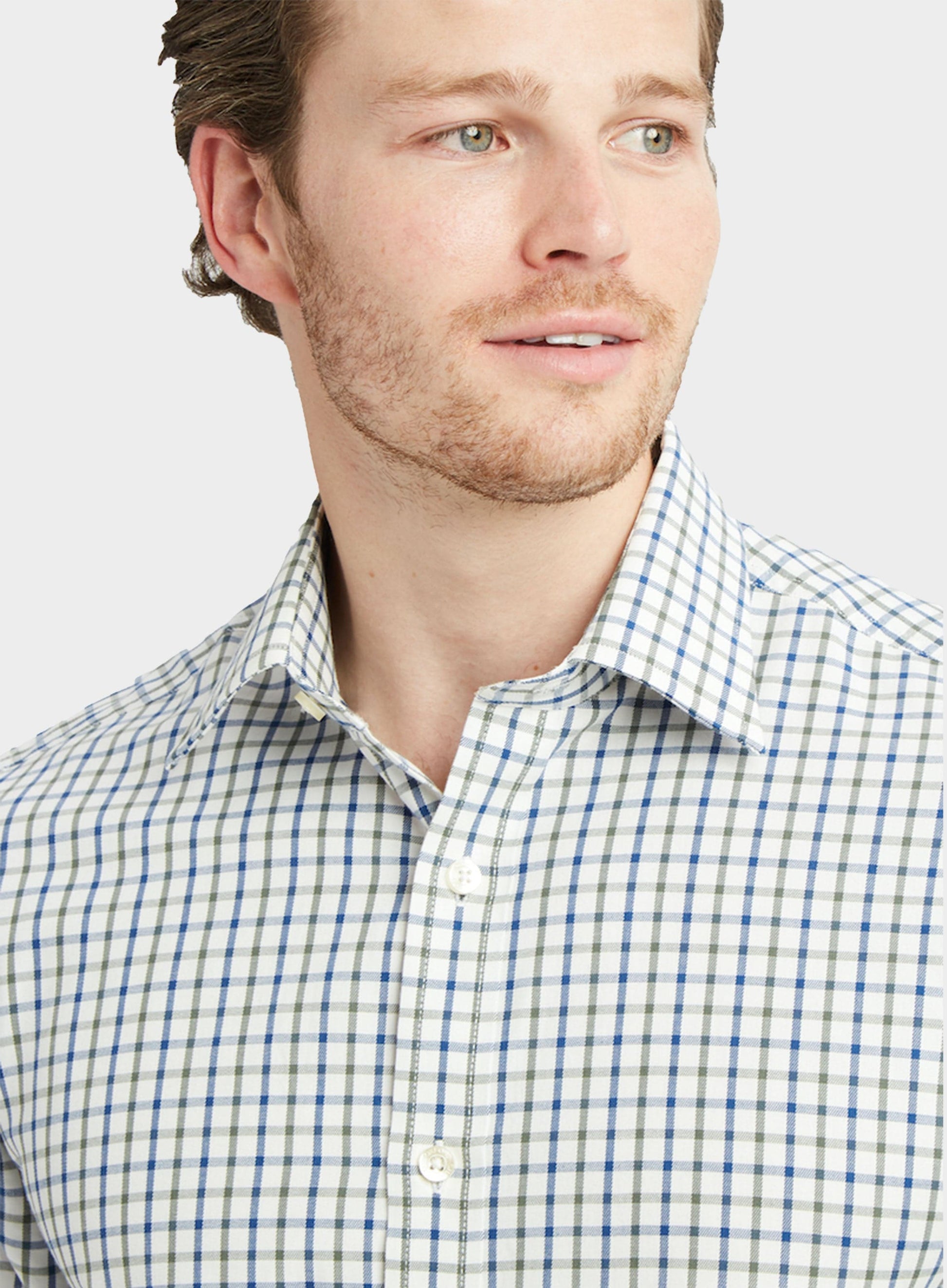 Classic Tattersall Shirt in Green and Blue Check