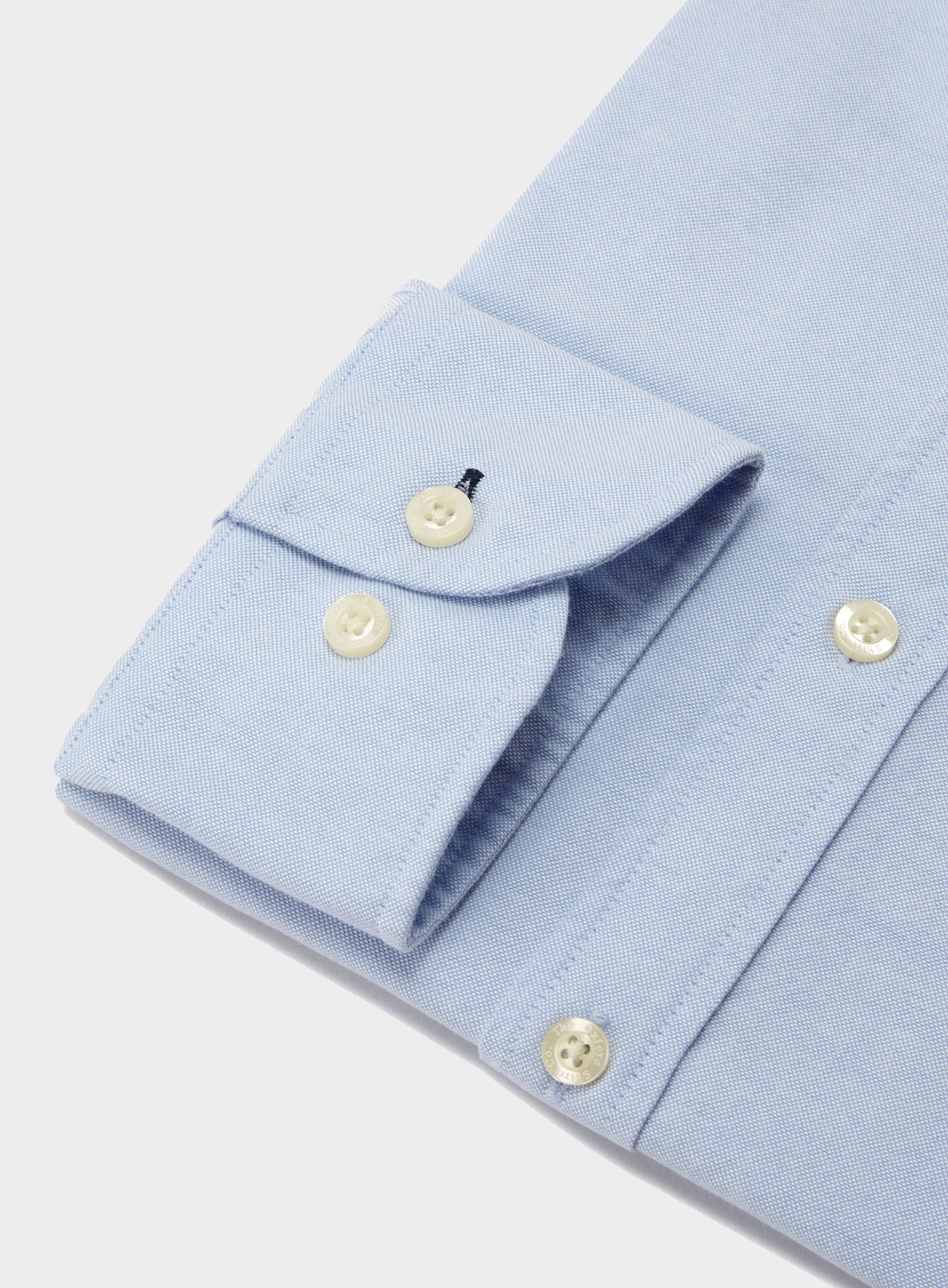 Collarless Oxford Shirt - Blue