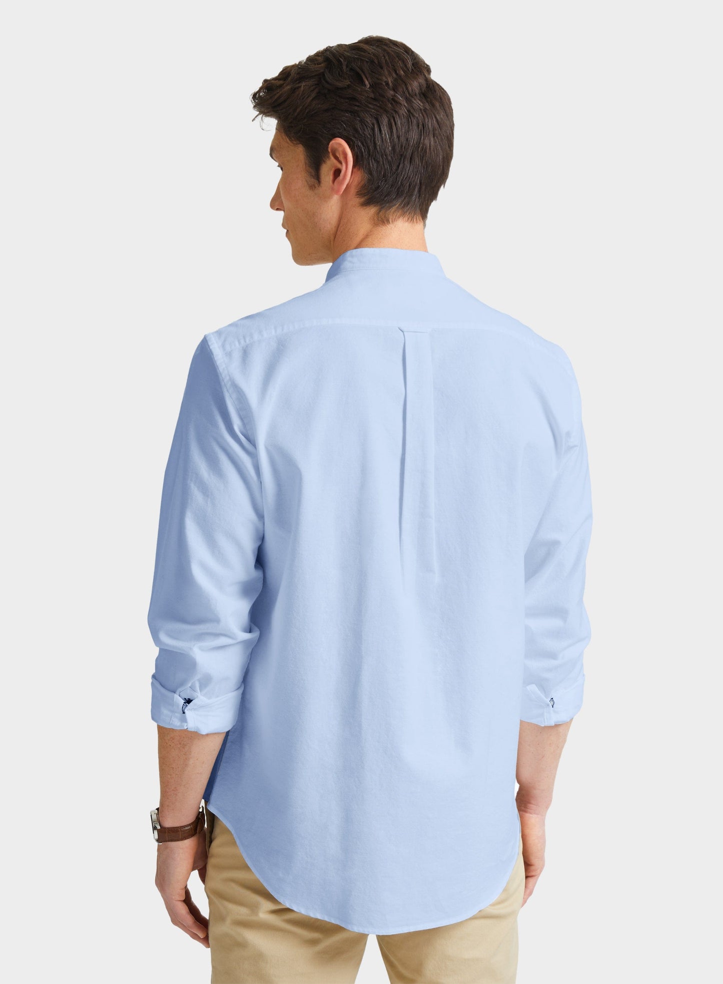 Collarless Oxford Shirt - Blue