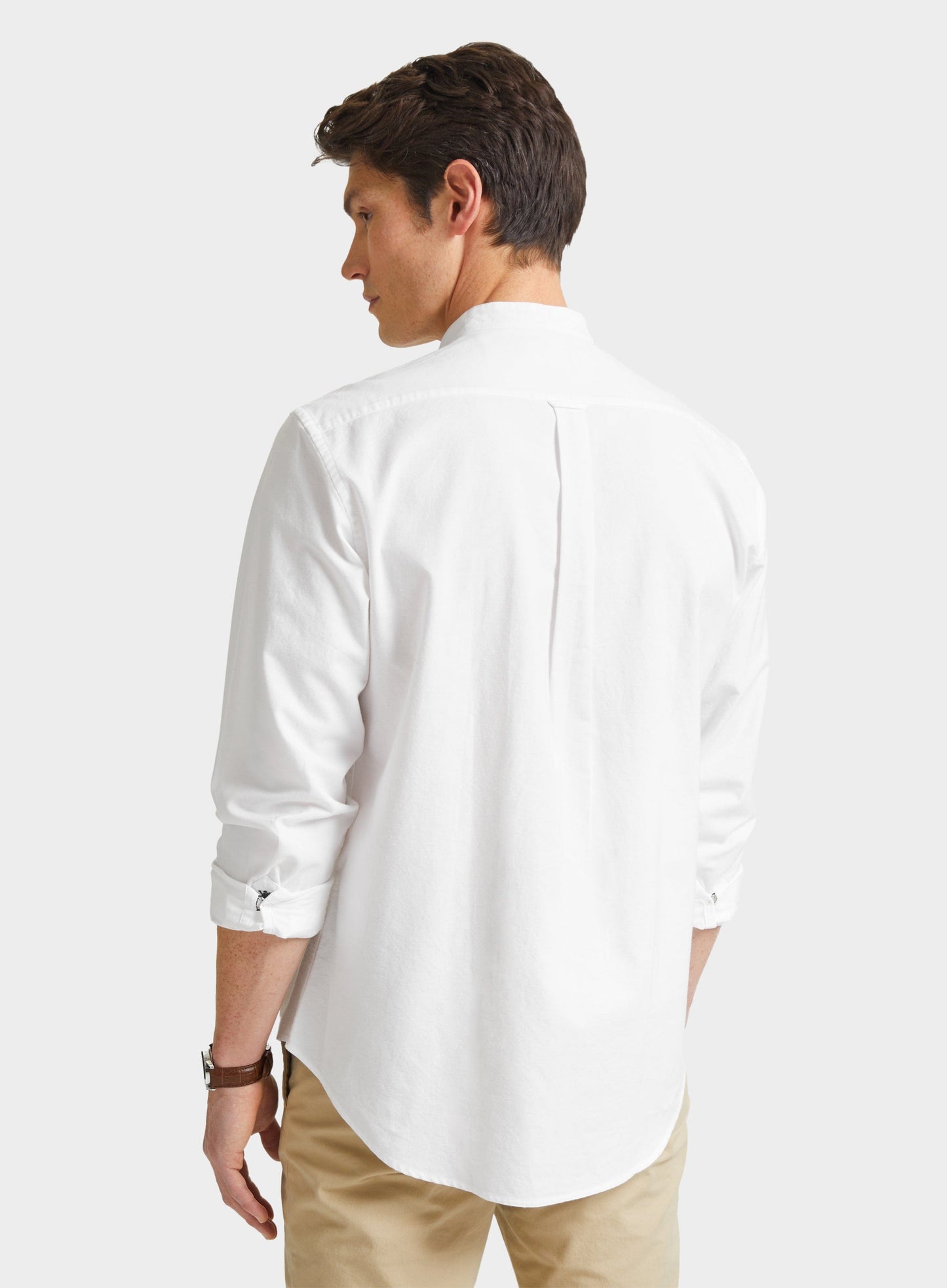 Collarless Oxford Shirt - White