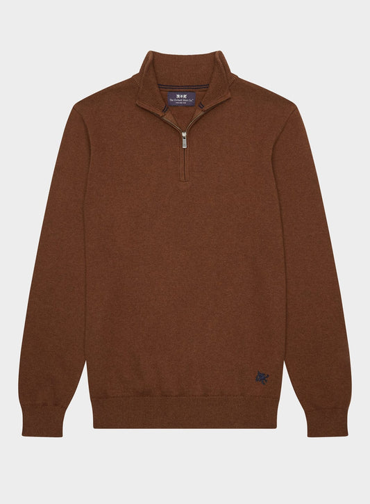 Cotton Cashmere 1/4 Zip in Brown