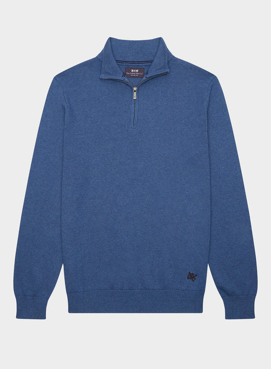 Cotton Cashmere 1/4 Zip in Denim