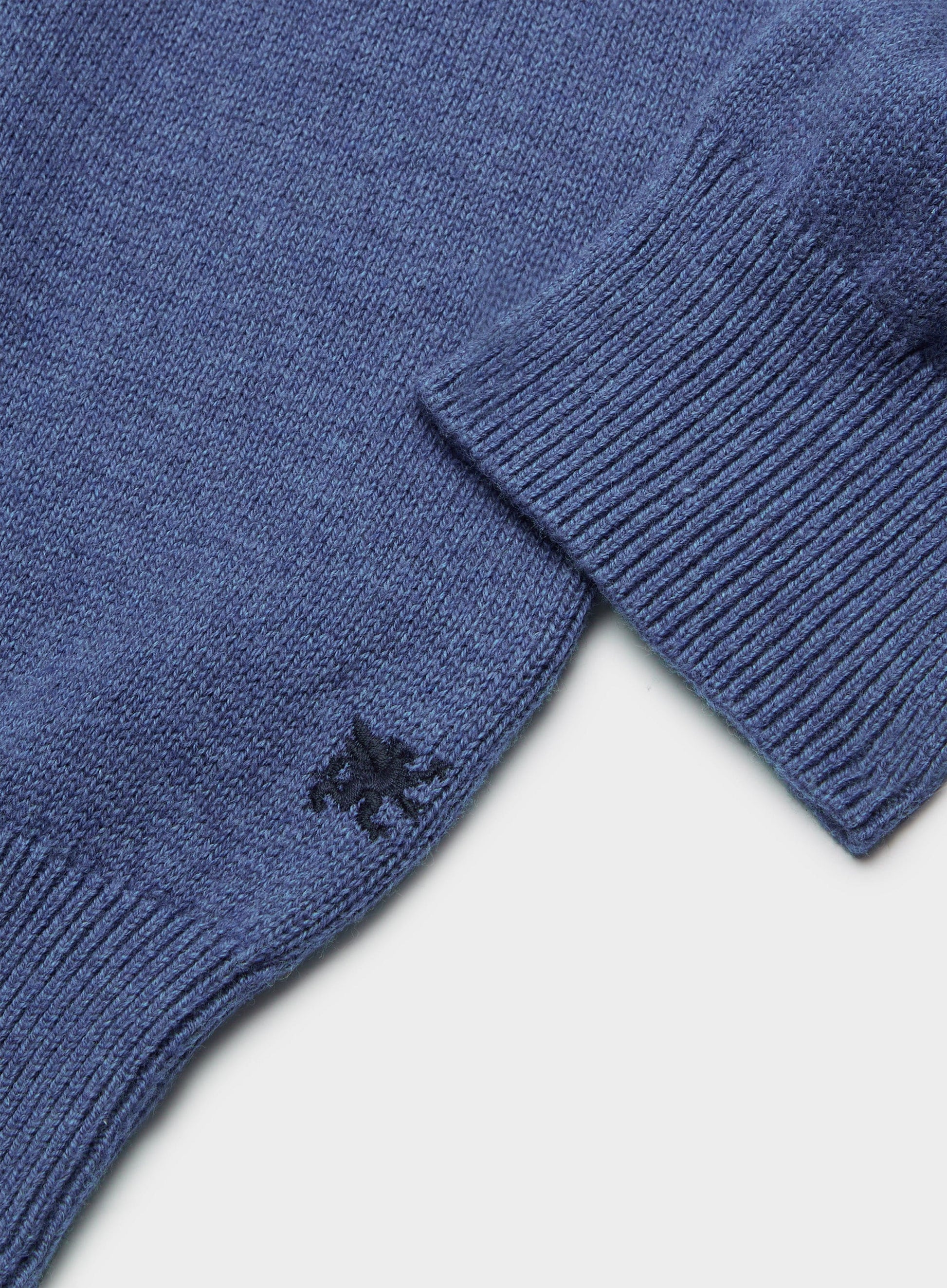 Cotton Cashmere 1/4 Zip in Denim