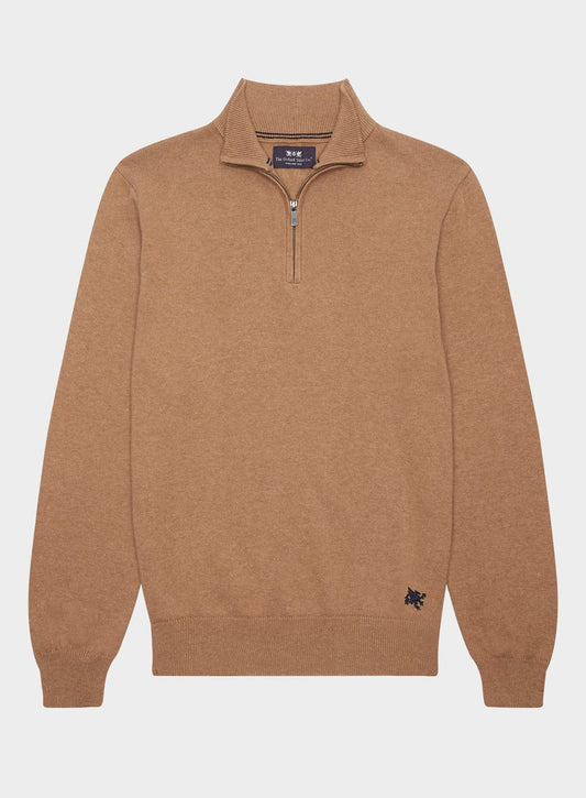 Cotton Cashmere 1/4 Zip in Light Brown