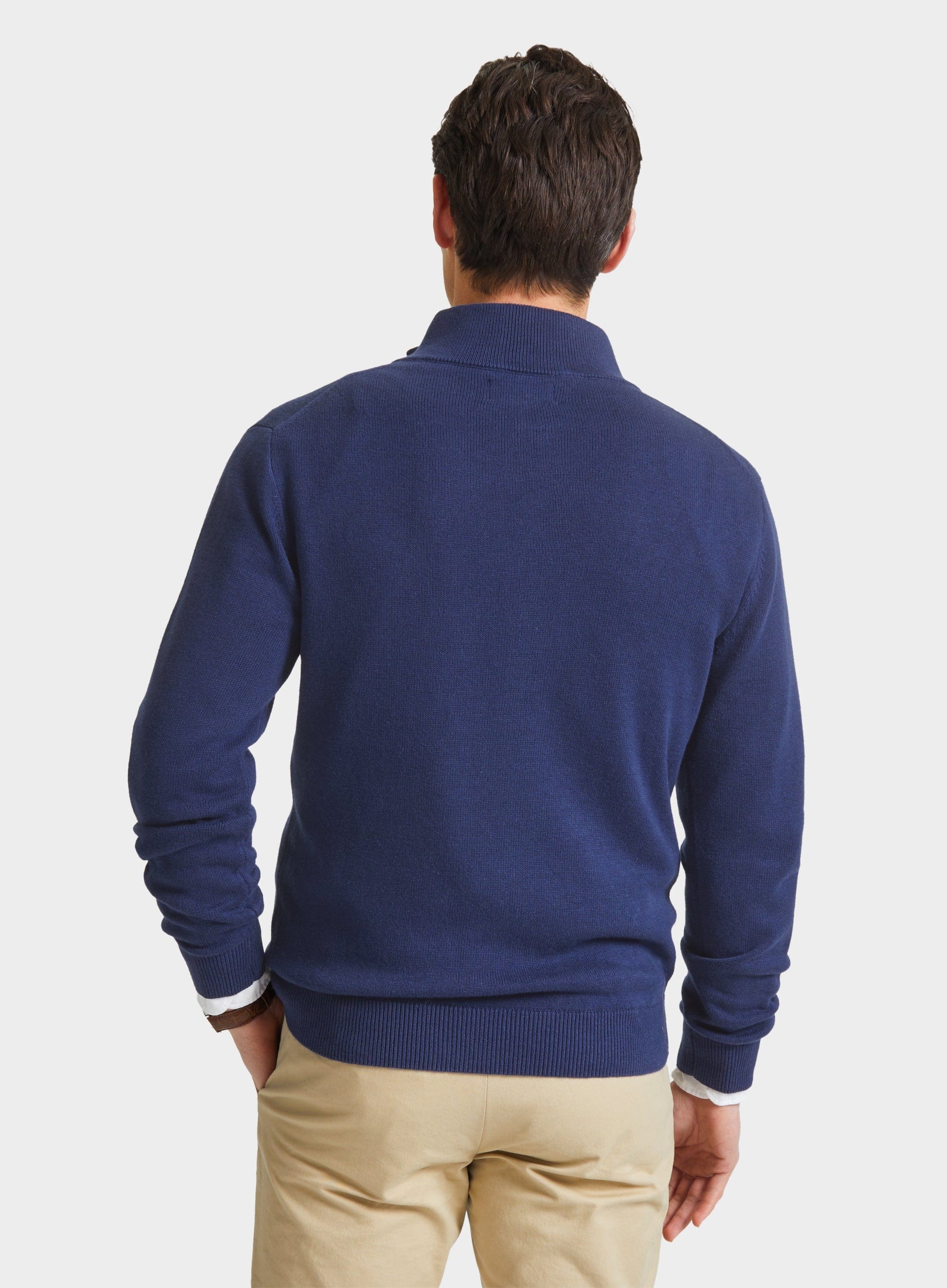 Cotton Cashmere 1/4 Zip in Midnight