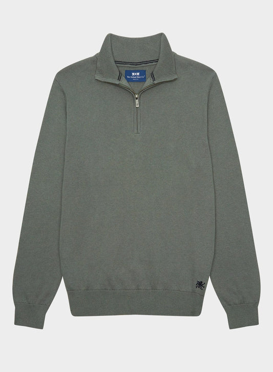 Cotton Cashmere 1/4 Zip in Moss