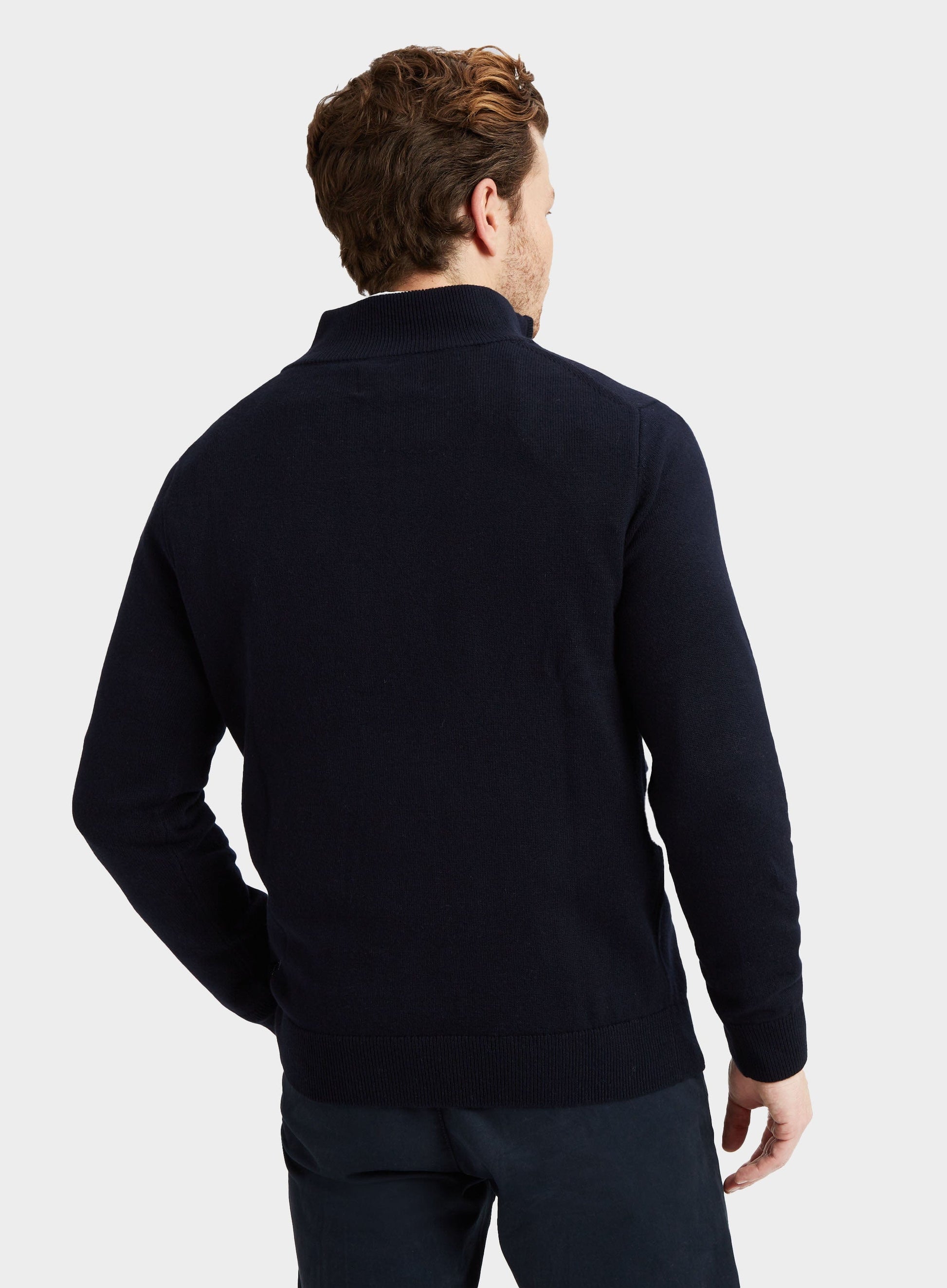 Cotton Cashmere 1/4 Zip in Neat Navy