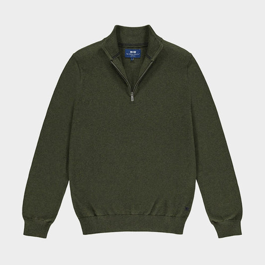 Cotton Cashmere 1/4 Zip in Olive