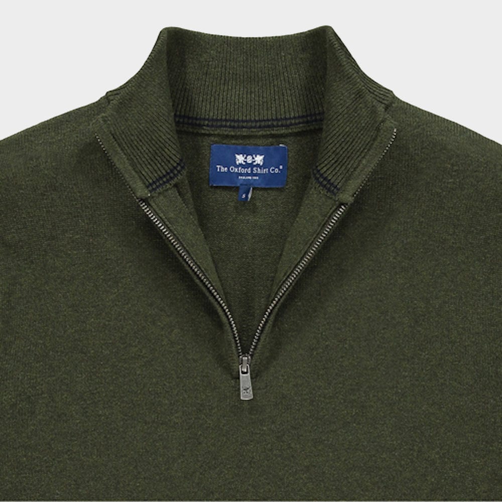 Cotton Cashmere 1/4 Zip in Olive