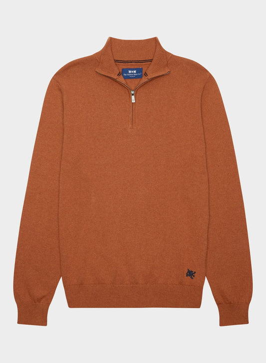 Cotton Cashmere 1/4 Zip in Rust