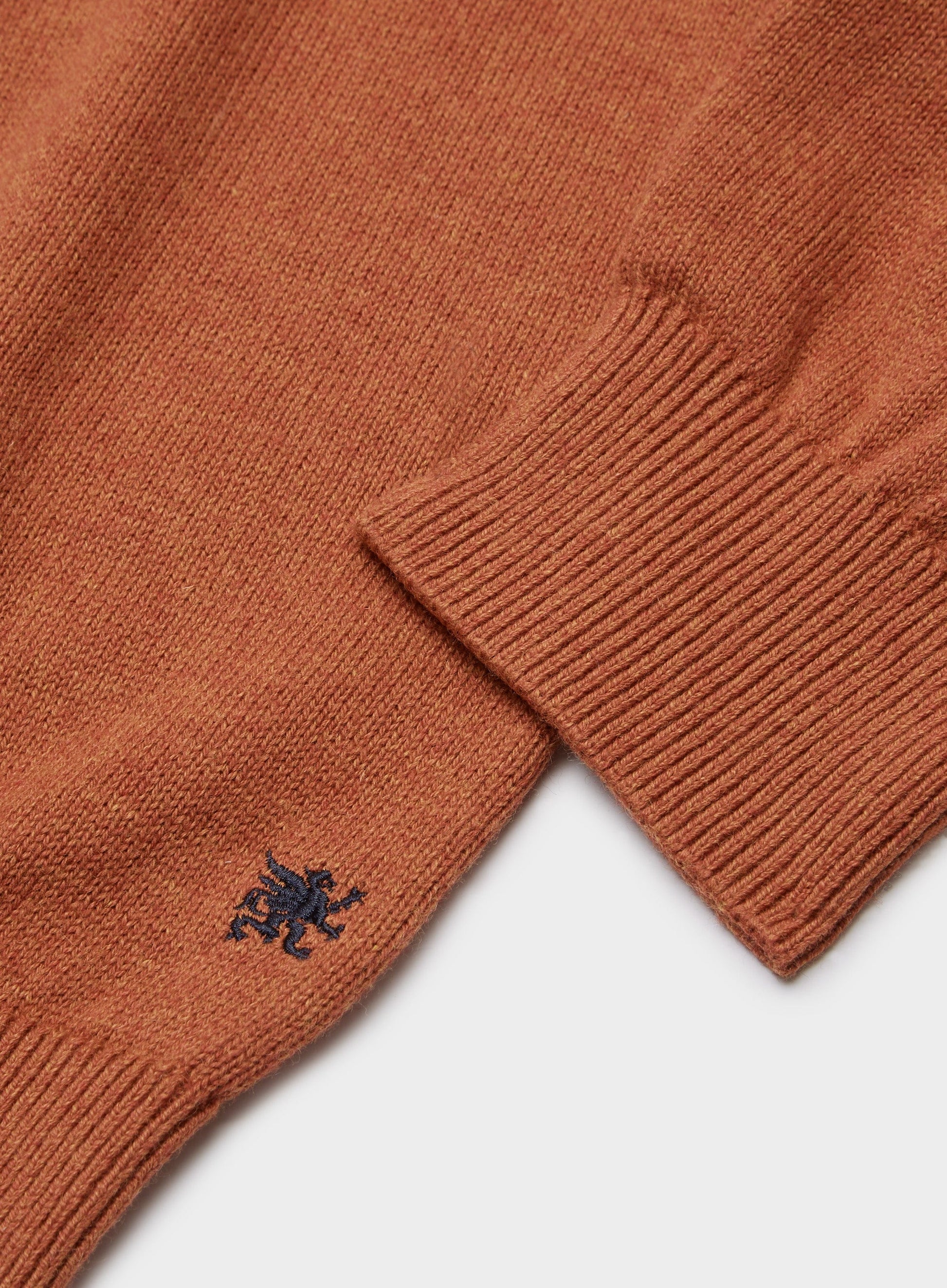 Cotton Cashmere 1/4 Zip in Rust