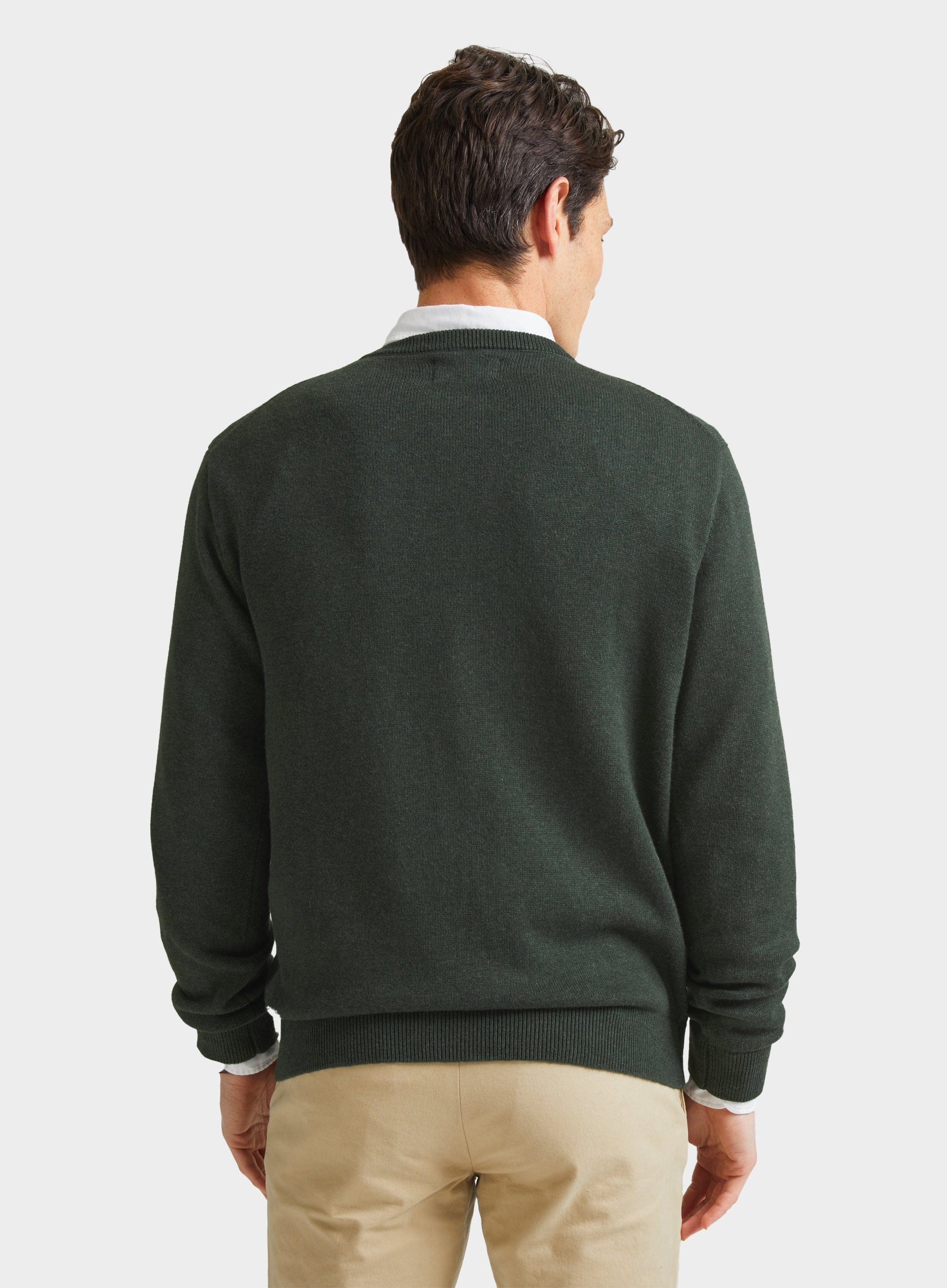 Cotton Cashmere Crew Neck in Khaki