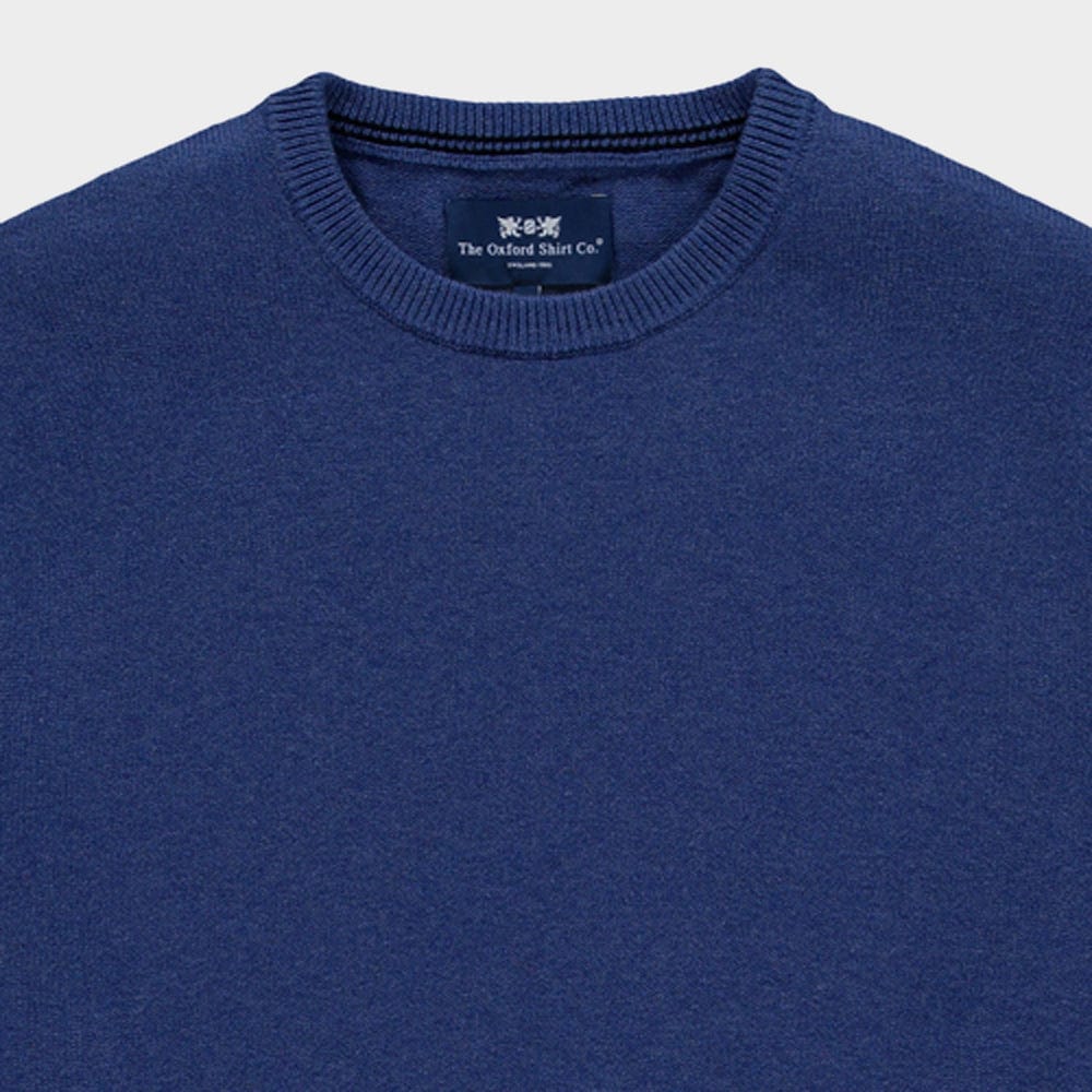 Cotton Cashmere Crew Neck in Marine Blue