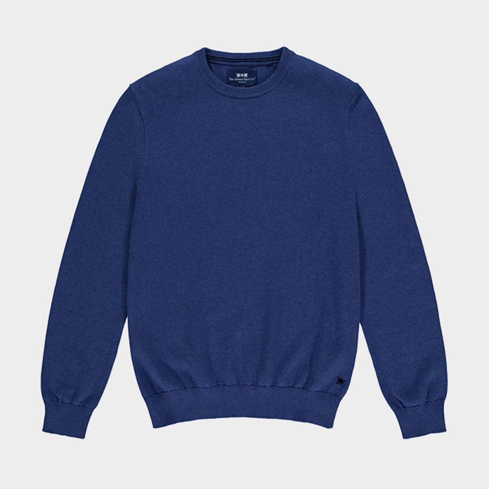 Cotton Cashmere Crew Neck in Marine Blue