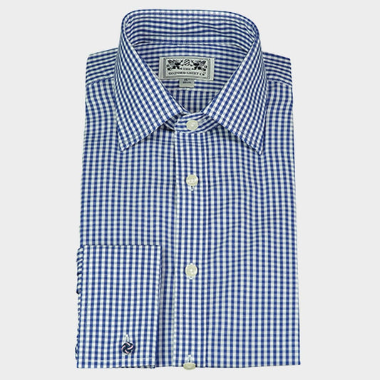 Double Cuff Shirt in Navy Gingham