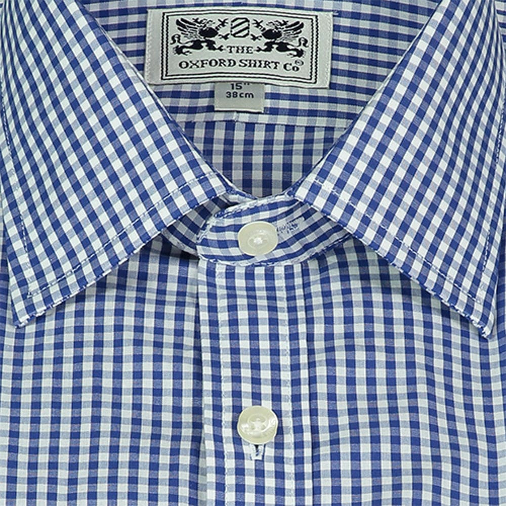 Double Cuff Shirt in Navy Gingham