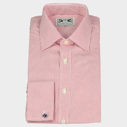 Double Cuff Shirt in Red Stripe