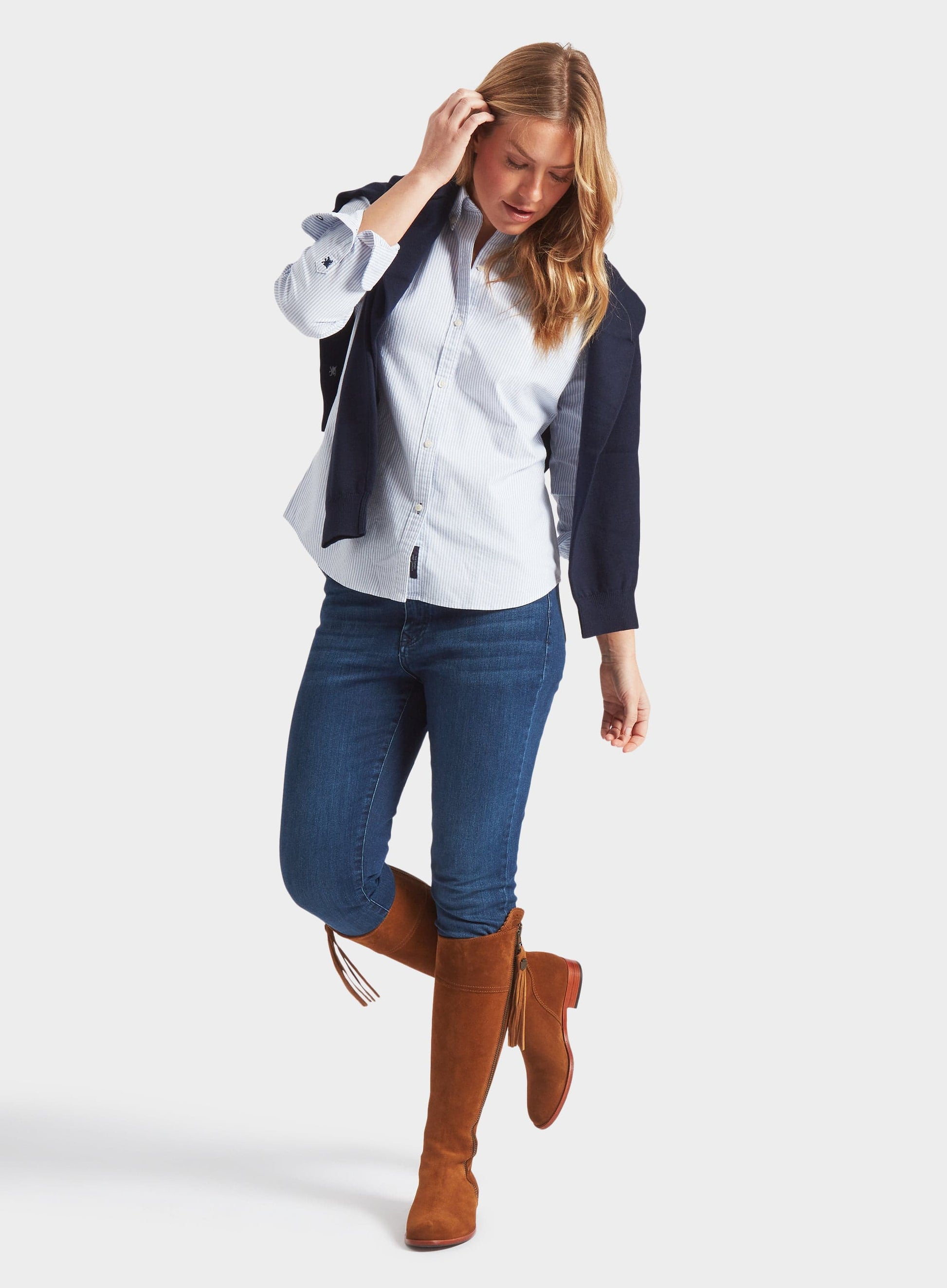 Fitted Oxford Shirt - Light Blue Stripe
