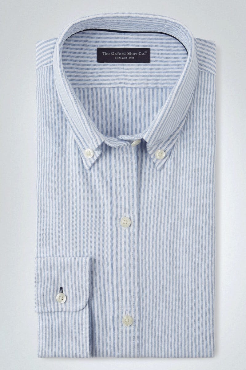 Fitted Oxford Shirt - Light Blue Stripe