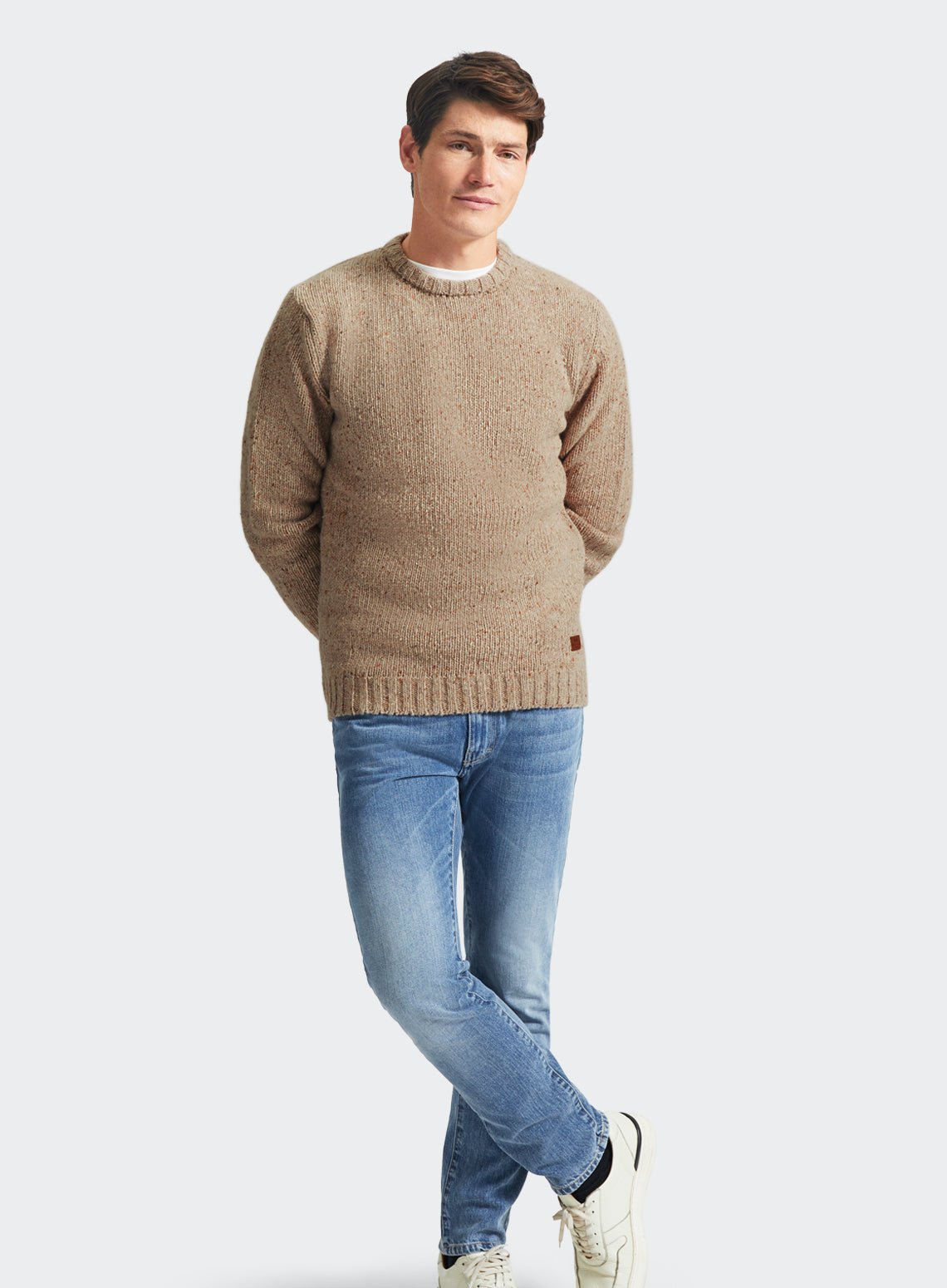 Knitted Neppy Crew Neck - Oatmeal