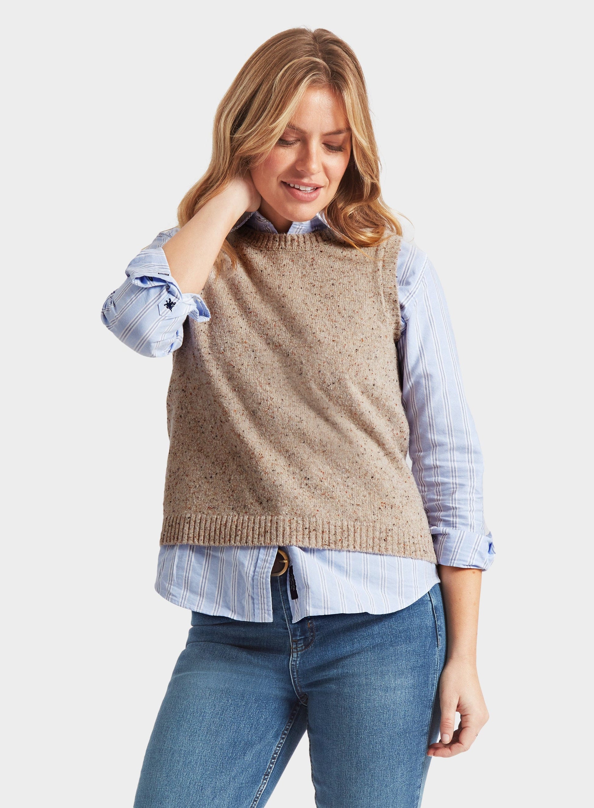 Knitted Neppy Vest in Natural