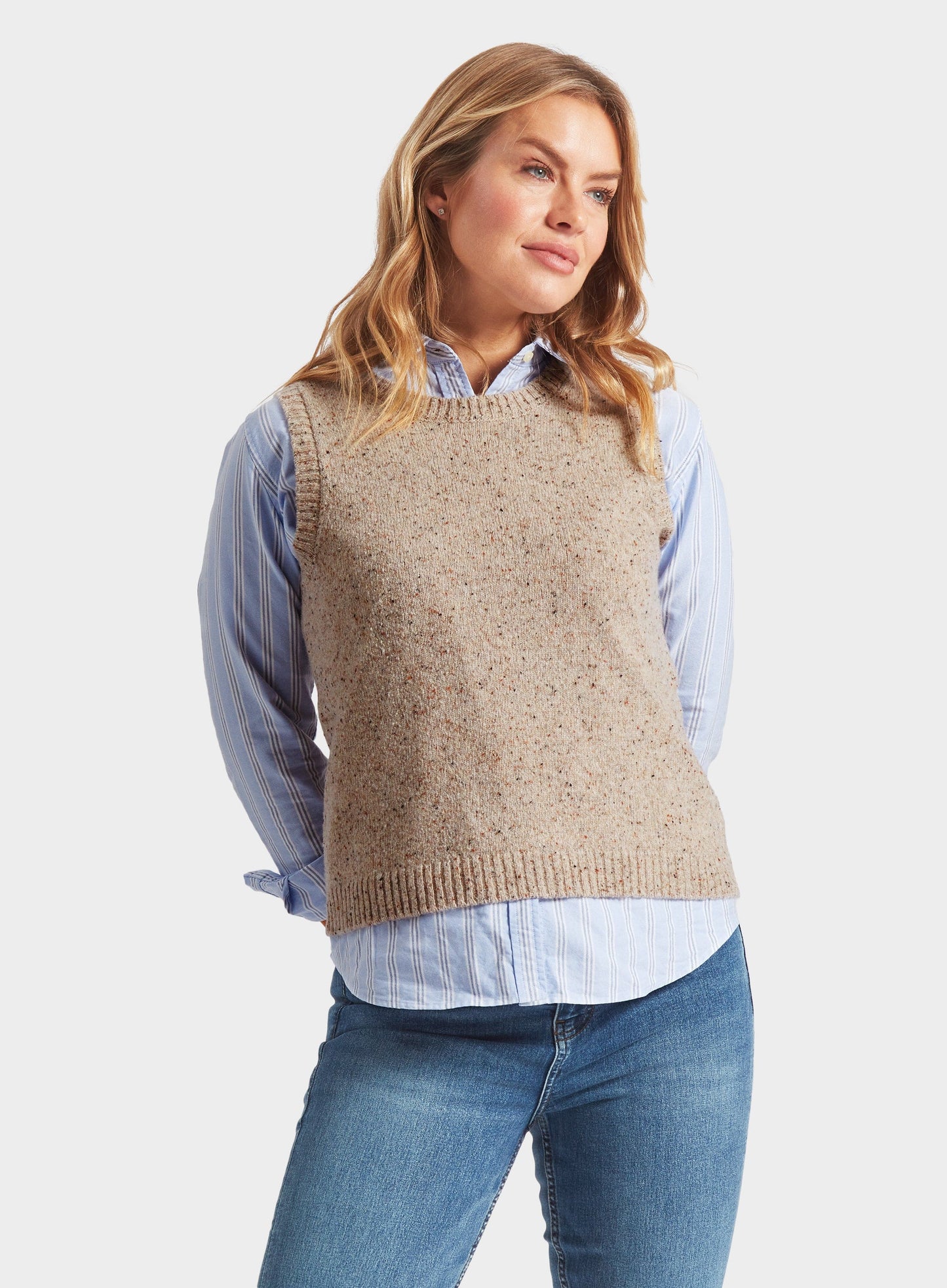 Knitted Neppy Vest in Natural